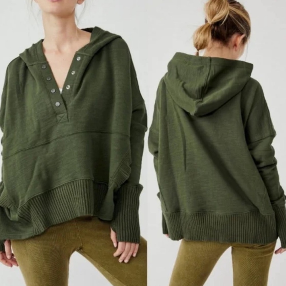 Forest green free people hoodie